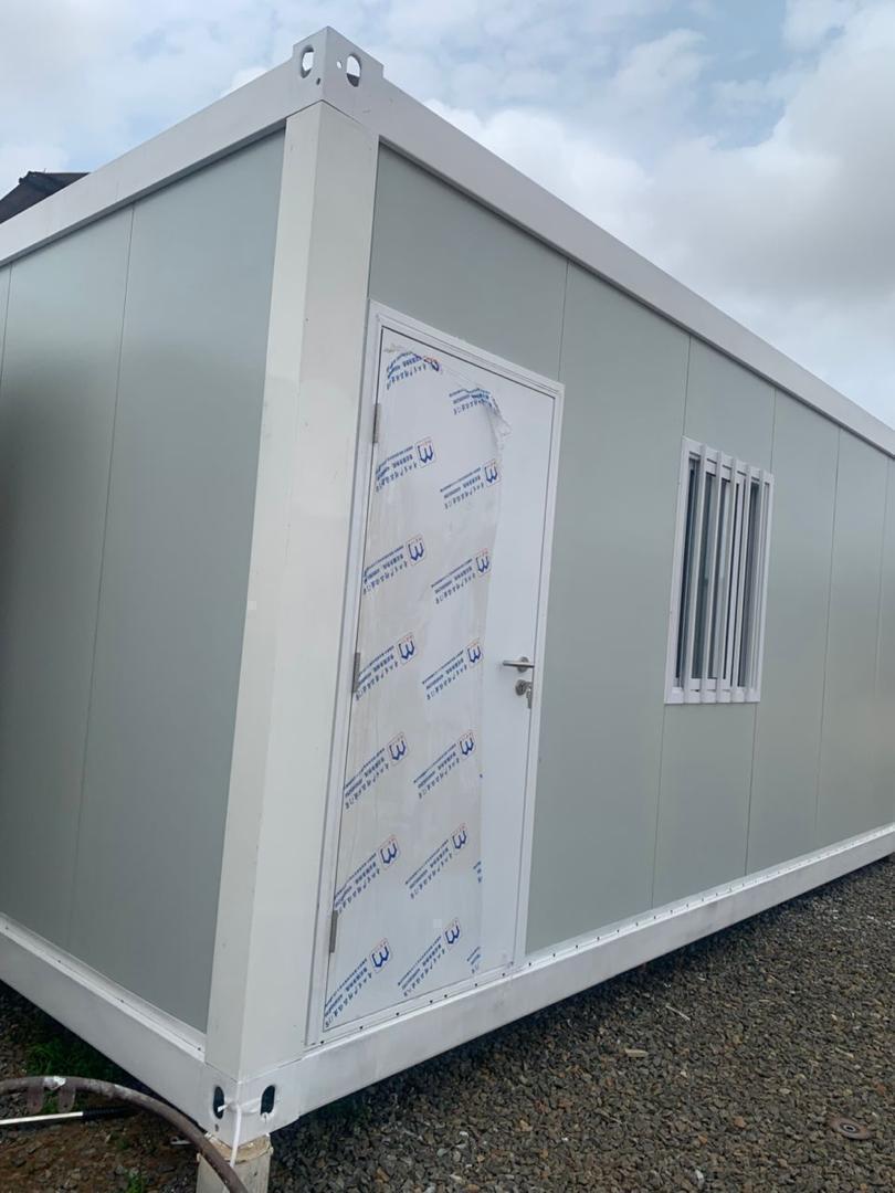 Prefabricated container office with specialized features
