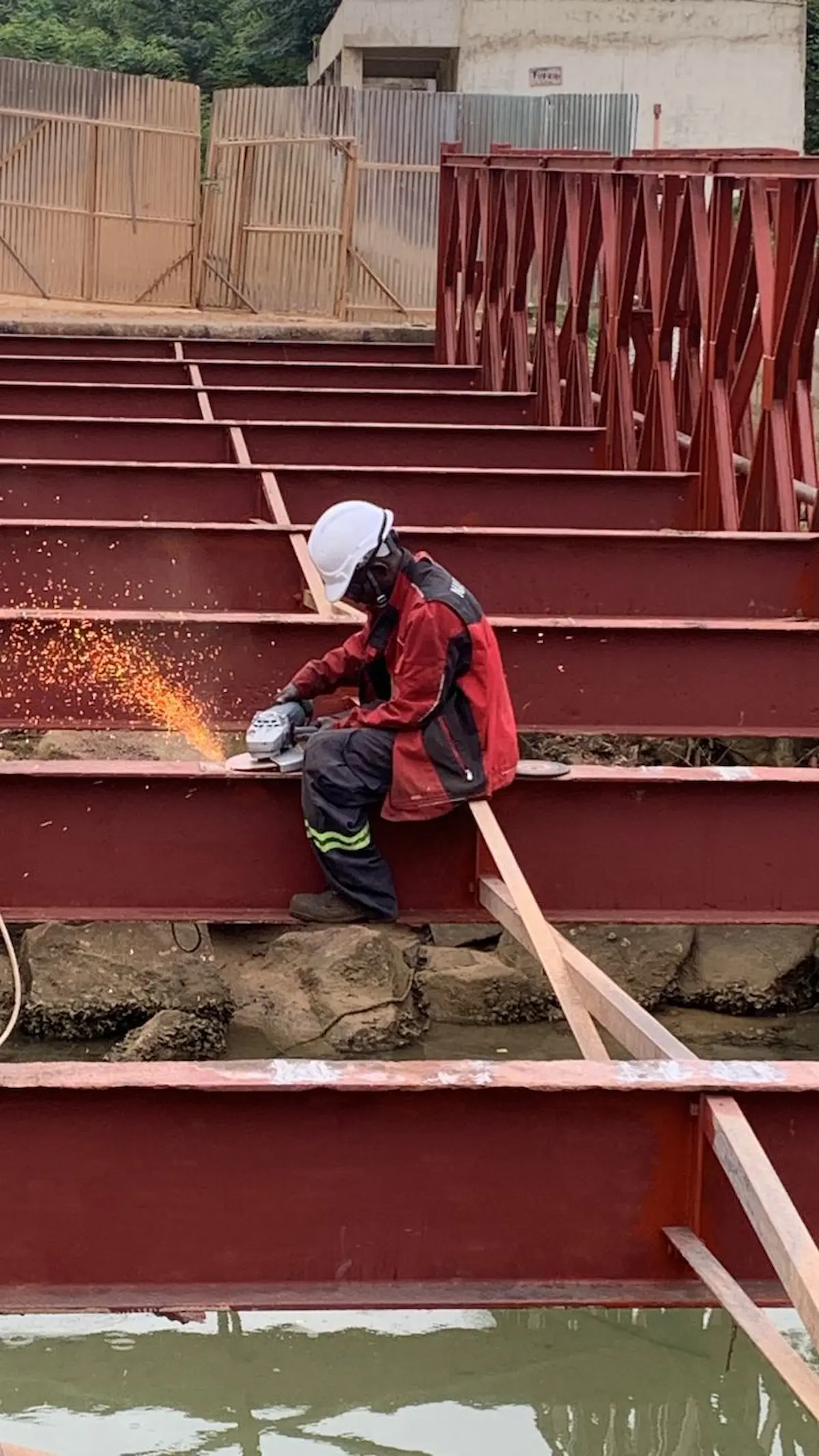 Steel fabrication workshop in Ghana